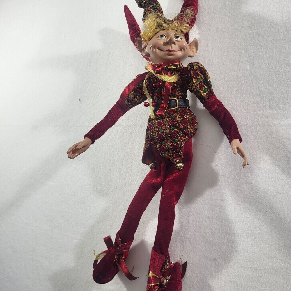 Christmas Posable Pixie Elf Fairy limbs   Red Gold Green Magical Home Decor